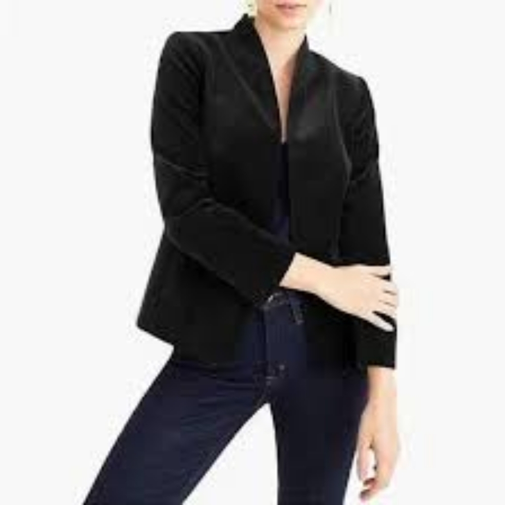 J. Crew 365 Going Out Blazer in Stretch Velvet Black 6 Petite